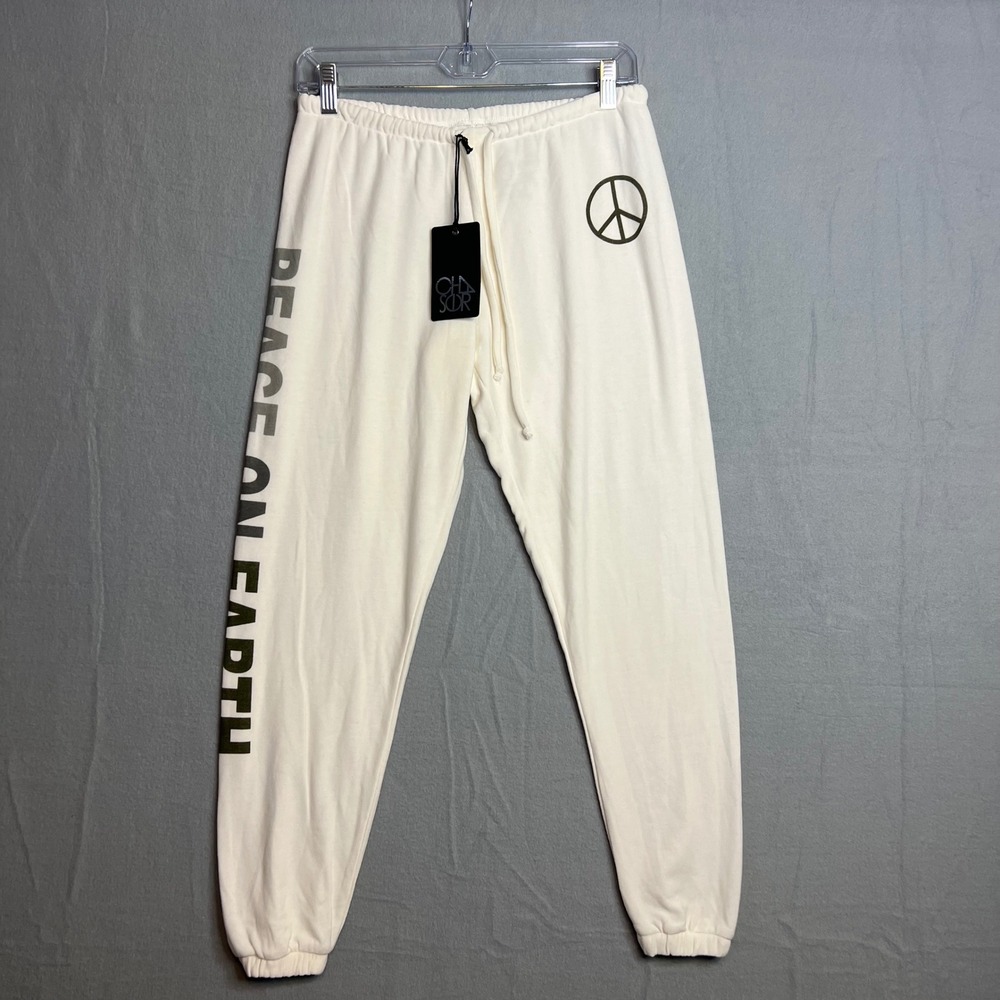 Chaser Joggers Womens Size S Peace On Earth Graphic Sweatpants Drawstring NWT - Picture 4 of 9